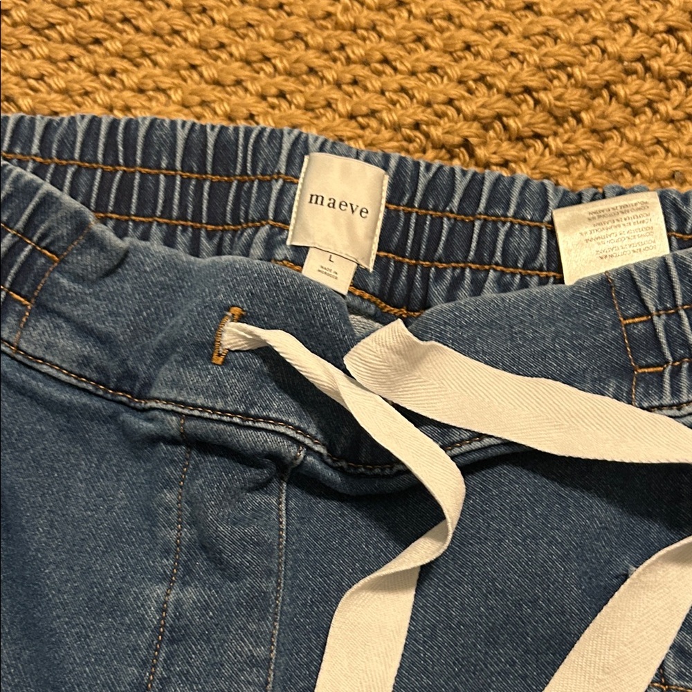 Maeve Denim Flare Jeans with White Tie